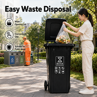 Poubelle à roulettes robuste de 240 L, bac à déchets en plastique, conteneur à ordures pour travaux d'assainissement, nettoyage des rues, collecte extérieure