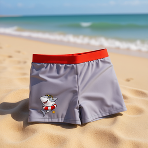 Costume da bagno per bambini Buonic, grigio, rosso, con stampa squalo, 4/6 6/8 8/10 10/12, abbigliamento estivo da spiaggia - Product Image 2