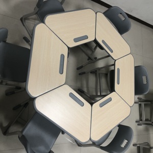 Hình lục giác hình thang bảng kết hợp đầy màu sắc duy nhất trường học bộ lớp học trẻ em nghiên cứu bàn ghế yêu cầu lắp ráp - Product Image 2