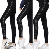 Leggings fins et respirants à haute élasticité pour femmes, taille haute ornée de strass, collection printemps, grandes tailles, directement de l'usine