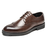 Chaussures habillées brogues tendance pour hommes, chaussures habillées formelles décontractées, lacets, cuir PU, chaussures Oxford