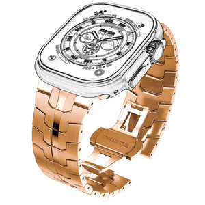 <span class=keywords><strong>Bracelet</strong></span> en acier inoxydable avec boucle papillon en métal <span class=keywords><strong>Bracelet</strong></span> de montre intelligente de luxe pour <span class=keywords><strong>Iwatch</strong></span> Series 6 7 8 Mens Wrist Band 41mm 49mm - Product Image 4