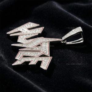 Pendentif HUSTLE avec base en argent 925 de qualité supérieure et embellissement en pierre de moissanite pour un style hip-hop tendance, bijoux à porter au quotidien - Product Image 3