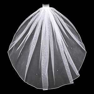 Peigne à cheveux de mariée avec voile, broderie de perles et strass, double couche, pour enterrement de vie de jeune fille, fête de mariage, accessoires de douche nuptiale - Product Image 6