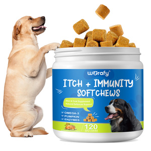 Worafy OBM - Golosinas Masticables para <span class=keywords><strong>Perros</strong></span> con Alergias, Apoyo Inmunológico, Anti-Picazón, Suplemento para la Piel, Sabor <span class=keywords><strong>a</strong></span> Pollo, Empaque Personalizado - Product Image 1