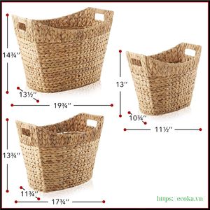 Handwoven Farmhouse Water Hyacinth <b>Foldable</b> Storage <b>Basket</b> Eco-Friendly Bohemian Style Clothing Storage Multifunction - Product Image 3