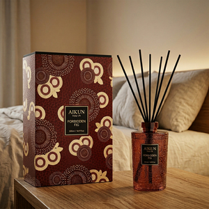 Aikun – Diffuseur de parfum en verre ambré 500 ml personnalisé, senteur figue, bois de santal et vanille, coffret de luxe pour cadeau de fêtes, faible MOQ, livraison rapide - Product Image 1