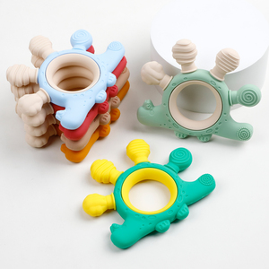 Anneaux de dentition ronds en <span class=keywords><strong>silicone</strong></span> sans BPA, jouets souples en bois pour bébés, pour l'entraînement sensoriel et l'apprentissage précoce, 6-12 mois - Product Image 6