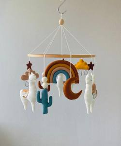 Llama de alpacas para bebé y niño, juguete de cuna de lana de fieltro, Móvil, Música colgante, bohemio, arcoíris - Product Image 3