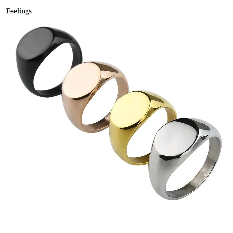 Wholesale High Polished Punk Rock Men's Ring Square Shape Smooth 316L Stainless Steel Signet Ring Hip Hop Party Jewelry For Men