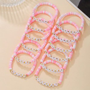 Team Bride <b>Bracelet</b> Set Polymer Clay Heart Letter Wedding Jewelry Fashion <b>Beaded</b> <b>Bracelets</b> - Product Image 4