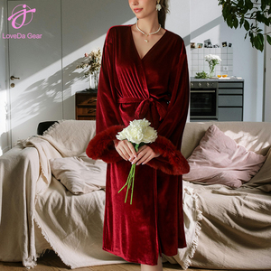 Loveda personalizzato ricamo donna estate Casual Homewear Sexy tinta unita piuma <span class=keywords><strong>camicia</strong></span> <span class=keywords><strong>da</strong></span> <span class=keywords><strong>notte</strong></span> a maniche lunghe - Product Image 1