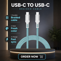 Câble USB Type-C 100W OEM en gros, tressé en nylon de haute qualité, écologique, charge rapide, 1m-10ft pour ordinateur et téléphone