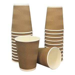 Gobelets en papier à paroi ondulée, isolation thermique, anti-fuite, épais, robustes, pour café, hôtel, à emporter - Product Image 1
