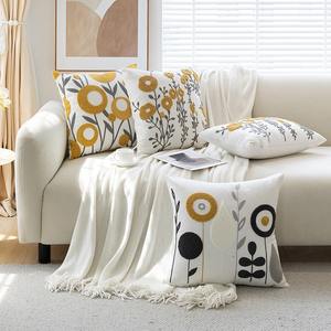 Minimalist Embroidered Pillow <b>Cover</b> Floral <b>Rectangle</b> Cotton Home Decor <b>Cushion</b> Case MJX10 - Product Image 3