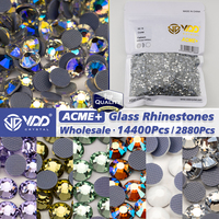 VDD ACME Venta al por Mayor 14400Pcs/2880Pcs SS4-SS30 Piedras de Cristal de Alta Calidad con Fondo Plano para Fijación en Caliente
