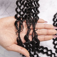 Extensions de cheveux humains bouclés pré-bouclés Deep Wave pour tresses au crochet, cheveux indiens bruts, vente en gros