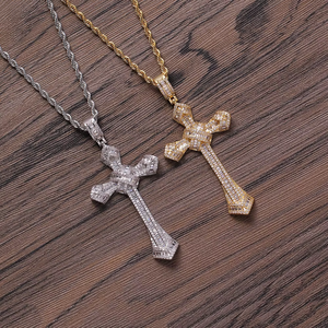 Staff sword pendant, hip hop jewelry, copper zircon vintage, personalized <b>cross</b> necklace. - Product Image 4