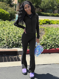 Nouvel ensemble deux pièces long sur mesure respirant en velours pour femme, style streetwear, sexy, best-seller, sans couture, Sheines, survêtement modeste - Product Image 5