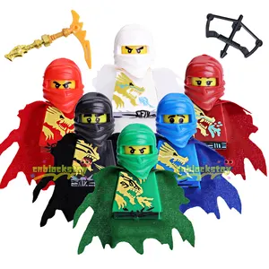 Ninja dengan Weaspon Cole Lloyd Jay Kai Nya Zane Mini bangunan blok Action Figure plastik merakit mainan untuk anak-anak EG181-EG186