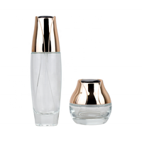 Pot cosmétique en verre rond à épaule plate, givré doré, avec couvercle à vis, pour crème visage et contour des yeux, disponible en 20ml, 30ml, 50ml, 60ml, 100ml, 200ml