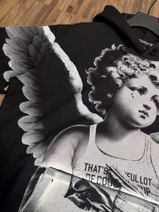 Sweat-shirt à capuche streetwear pour homme en coton pur 100% de haute qualité, très lourd, avec fermeture éclair, coupe ample, style 'sirop' - Product Image 1