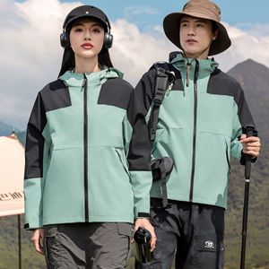 Chaqueta de Trabajo Ligera, Impermeable y Cortavientos con Capucha, Unisex, para Senderismo y Camping al Aire Libre, Transpirable, con Diseño de Bloques de Color - Product Image 3