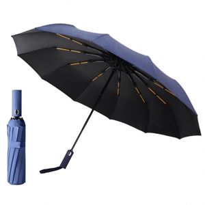 Parapluie pliant 3 volets entièrement automatique de haute qualité, coupe-vent, avec revêtement anti-UV et logo personnalisé pour la pluie - Product Image 1