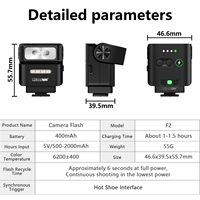 Disparador de Flash Inalámbrico Recargable Profesional F2 Mini con Sincronización de Alta Velocidad para Cámaras DSLR