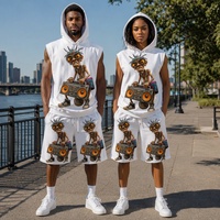 Ensemble T-shirt d'été respirant à manches courtes personnalisé style Hip-Hop avec strass imprimés, motif de personnage, coupe oversize pour homme