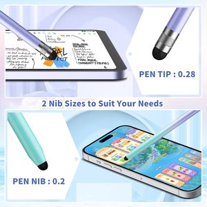 Stylet 2 en 1 en aluminium, 6 pièces, <span class=keywords><strong>pour</strong></span> tablettes <span class=keywords><strong>IPad</strong></span>/iPhone/Android, haute précision, sensibilité, double embout en caoutchouc (6 dégradés) - Product Image 4