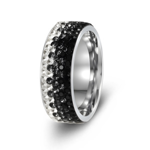 Europe and the United States hot selling jewelry cross-border jewelry 8MM stainless steel plating 5 row drill <b>ring</b> hot selling - Product Image 6