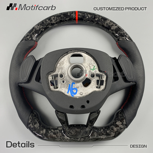Volante de Fibra de Carbono Forjado Personalizado para Skoda Octavia VRS RS 2019-2026 con Empuñaduras de Cuero Negro - Product Image 5