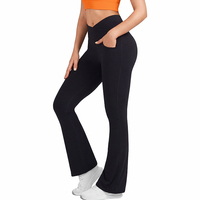 Pantalon de yoga évasé taille haute croisée pour femmes grandes tailles avec poches, leggings décontractés pour l'entraînement, personnalisation possible