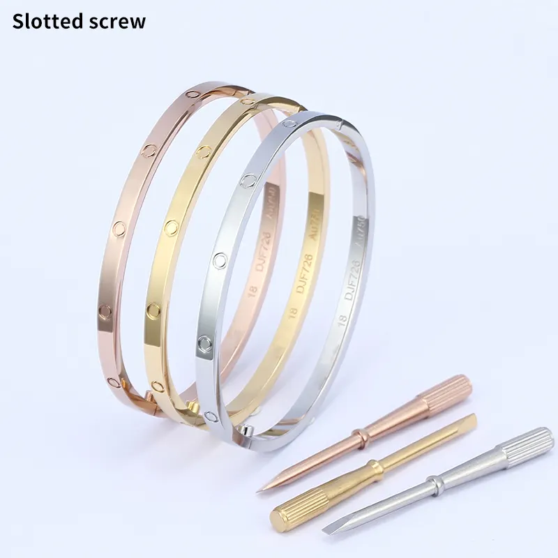 Luxury Famous Brand Designers Jewelry High Quality Love Bangle with Screw Screwdriver Stainless Steel thin lovers Bracelet