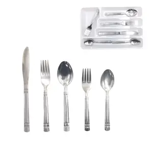 24pcs/49 pcs Flatware Set With Tray Organizer Silver Stainless Steel Flatware Sets for 8