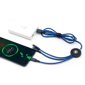 Logo Branded 5 In 1 LED Light Up Multi Cable Phone USB Charging Cables Promotional Gift Items