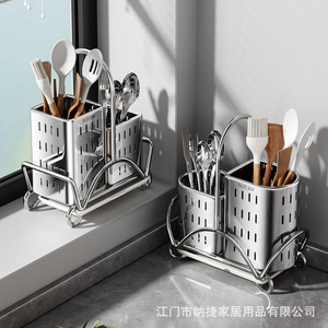 Support à Couverts en Acier Inoxydable 304, Organisateur de Cuisine Multifonctionnel, Repose-Baguettes, Porte-Cuillères, Boîte de Rangement Murale - Product Image 5