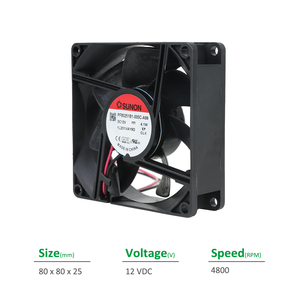 SUNON PF80251B1-000C-A99 80x80x25mm 12VDC 341mA 4.1W 5800RPM 60CFM Electric OEM ODM Cabinet Axial Cooling Fan <b>Plastic</b> Blades - Product Image 2