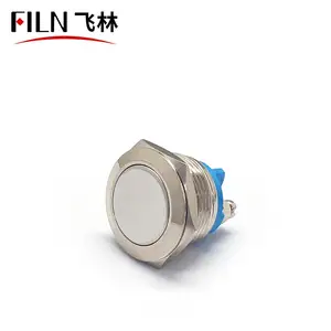 FILN 19mm Screw Pins Metal Push Button Switch Latching With Lock Stainless Steel Switch Button Without Light Sliver Contact