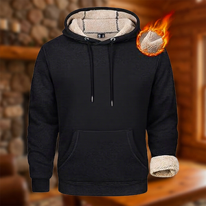 Sweat-shirt à capuche épais doublé en polaire Sherpa pour hommes Sweat-shirt à capuche d'hiver en peluche Sherpa intérieur Sweat-shirt à capuche épais - Product Image 1