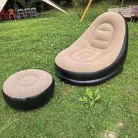 Canapé gonflable de camping avec repose-pieds, en PVC épaissi, pliable, portable, pour extérieur, plage, festival, imperméable