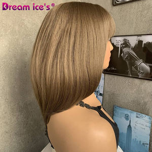 วิกผมสังเคราะห์ผมสั้นสีน้ำตาลเข้มและสีบลอนด์ยาวถึงไหล่ตรงเรียบธรรมชาติสไตล์เป็นชั้น - Product Image 4