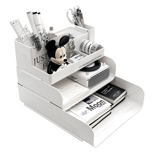 Organizador de escritorio de plástico multifuncional Estantería de almacenamiento que ahorra espacio y caja de archivos para el hogar o la oficina - Product Image 5