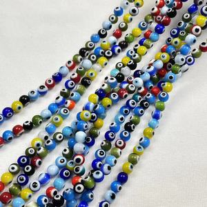ลูกปัดแก้วขนาด 6 มม. 8 มม. 10 มม. ราคาโรงงาน ขายส่ง สำหรับงานทำมือ หลายสี ลูกปัดตาปีศาจเงางาม - Product Image 4