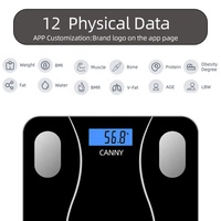 Nouvelle balance internationale de poids corporel plate-forme en verre noir balance corporelle numérique balance intelligente de pesage de graisse avec application