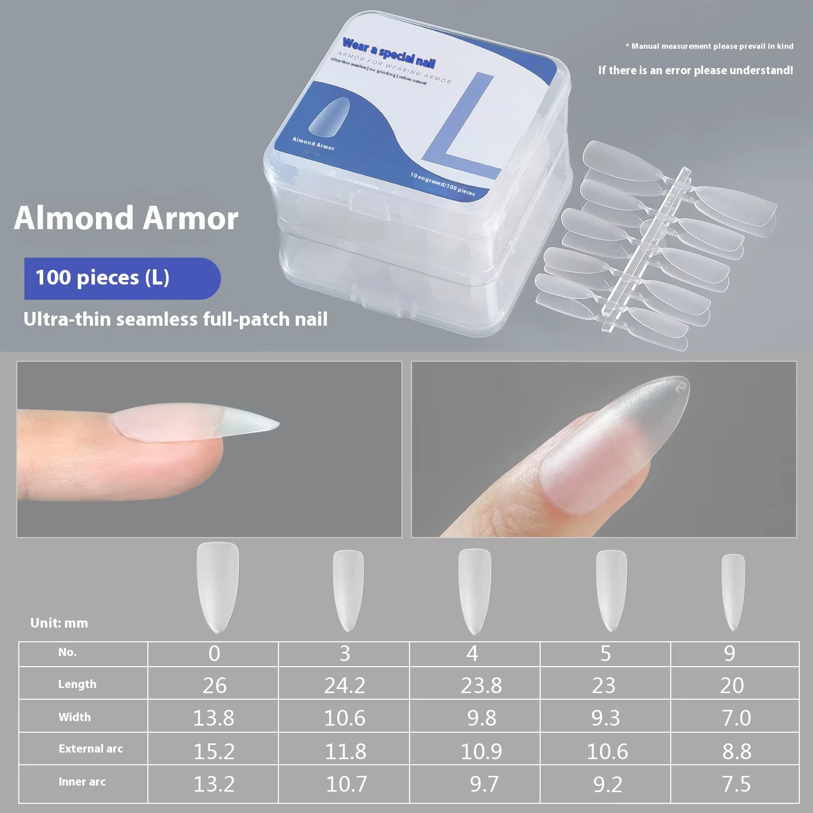 Ongles en amande taille L 100pcs-03#