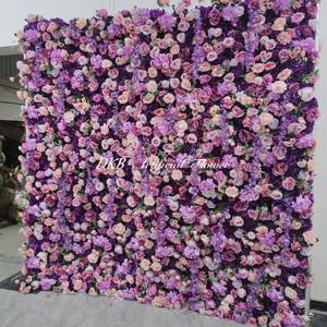 Populaire 8*8 pieds décorations murales de mariage fleur toile de fond décoration murale soie rose fleur artificielle panneau mural - Product Image 5