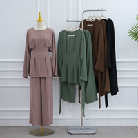 Abaya arabe élégante de Dubaï, tenue islamique modeste, tenue de fête, haut et pantalon de style moyen-oriental, ensemble de vêtements musulmans deux pièces pour femmes