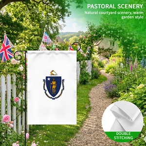 Bandera de Jardín Personalizada de Fábrica, Doble Cara, 12x18, Diseño de Escudo con Figura Nativa de Massachusetts, América, para Patio y Jardín - Product Image 6
